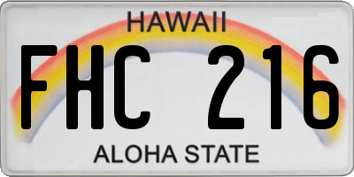 HI license plate FHC216