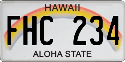 HI license plate FHC234