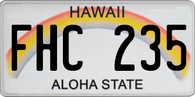 HI license plate FHC235