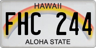 HI license plate FHC244