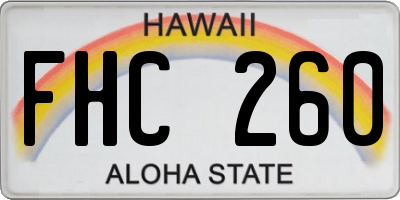 HI license plate FHC260