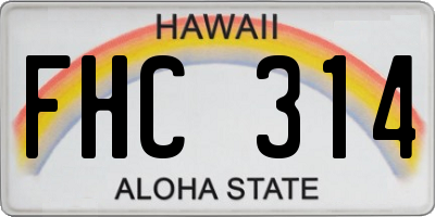HI license plate FHC314