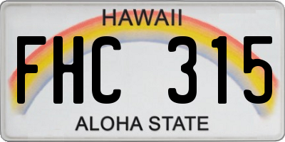 HI license plate FHC315