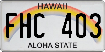 HI license plate FHC403