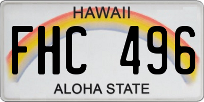 HI license plate FHC496