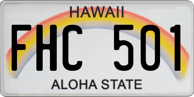 HI license plate FHC501