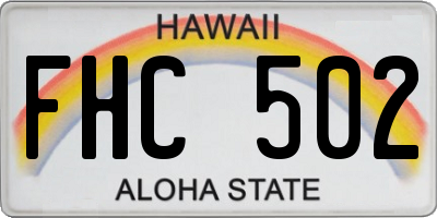 HI license plate FHC502