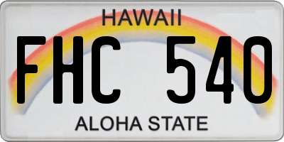 HI license plate FHC540