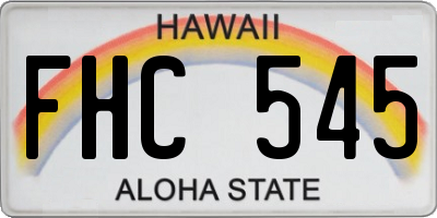 HI license plate FHC545