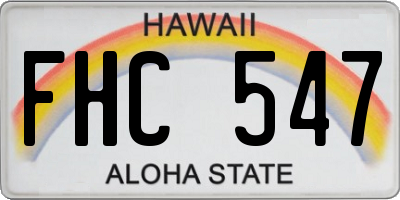 HI license plate FHC547