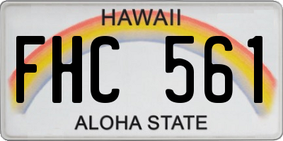HI license plate FHC561