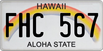 HI license plate FHC567