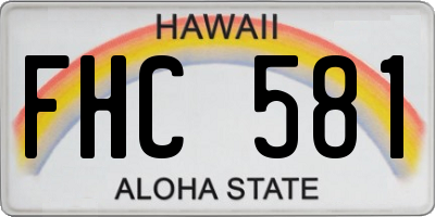 HI license plate FHC581