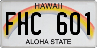 HI license plate FHC601