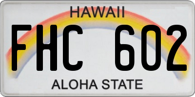HI license plate FHC602