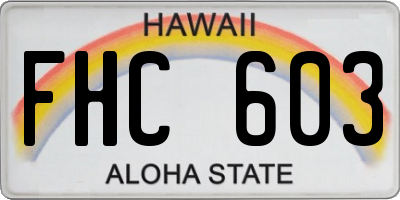 HI license plate FHC603