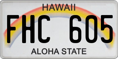 HI license plate FHC605