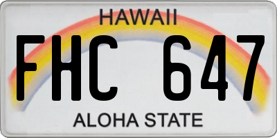 HI license plate FHC647