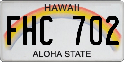 HI license plate FHC702