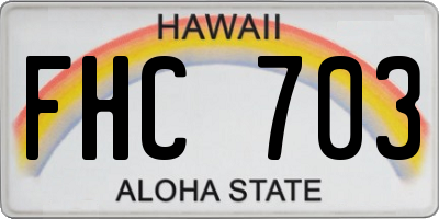 HI license plate FHC703