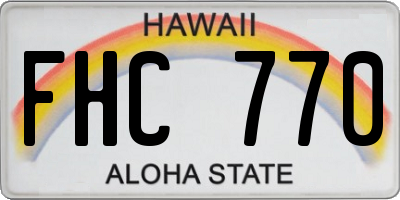HI license plate FHC770