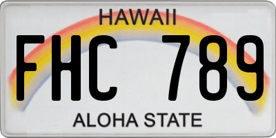 HI license plate FHC789