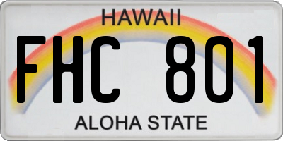 HI license plate FHC801