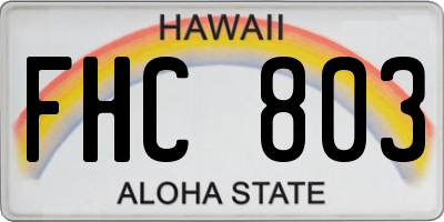 HI license plate FHC803