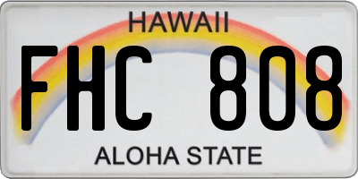 HI license plate FHC808