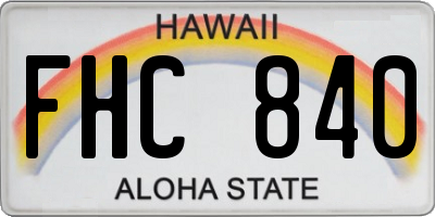 HI license plate FHC840