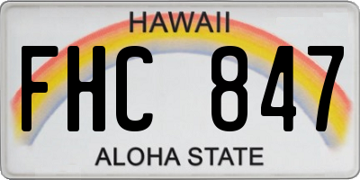 HI license plate FHC847