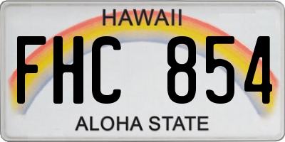 HI license plate FHC854