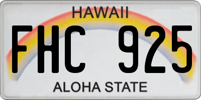 HI license plate FHC925