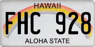 HI license plate FHC928