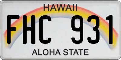 HI license plate FHC931