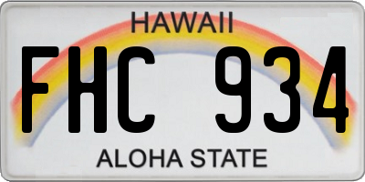 HI license plate FHC934