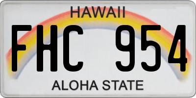 HI license plate FHC954