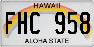 HI license plate FHC958