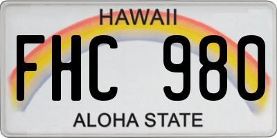 HI license plate FHC980