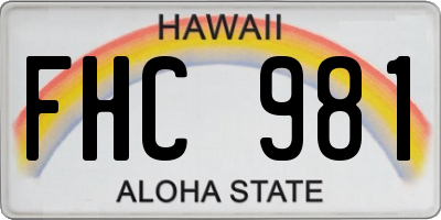 HI license plate FHC981