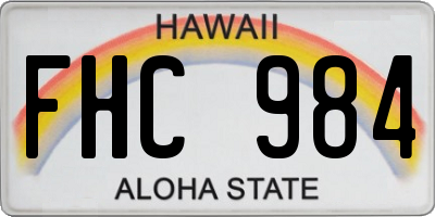 HI license plate FHC984