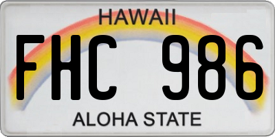 HI license plate FHC986