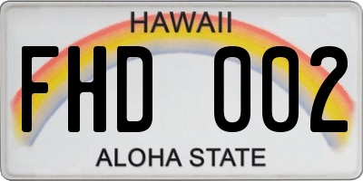 HI license plate FHD002