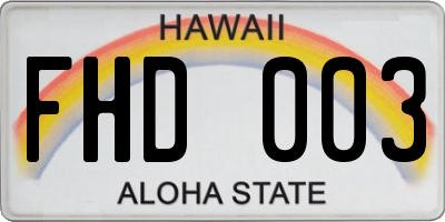 HI license plate FHD003