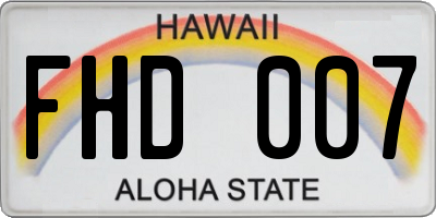 HI license plate FHD007