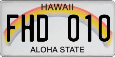 HI license plate FHD010