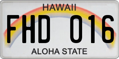 HI license plate FHD016