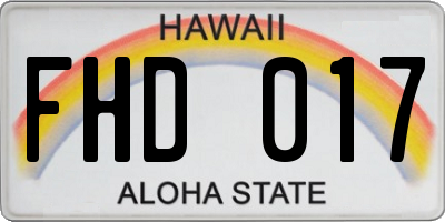 HI license plate FHD017