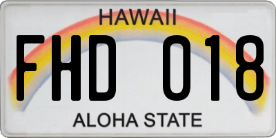 HI license plate FHD018