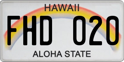 HI license plate FHD020